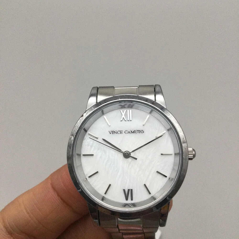 Vince Camuto Womens Watch 32mm White MOP Dial Silver Tone Stainless 7.25